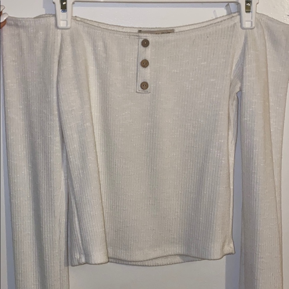 white off the shoulder long sleeve